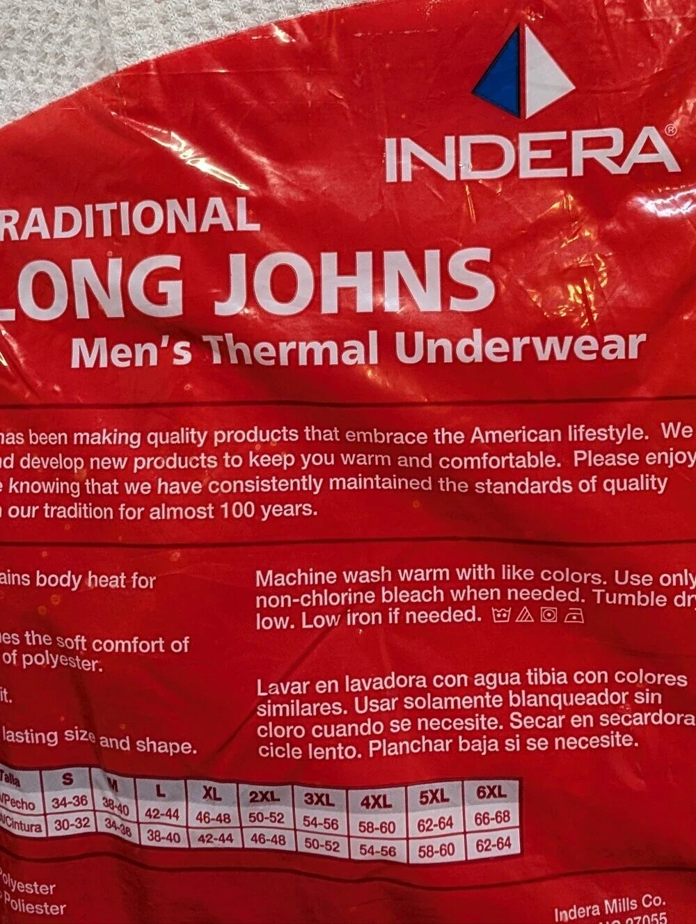 Men's New Traditional Long Johns Thermal Underwear White Large Tall